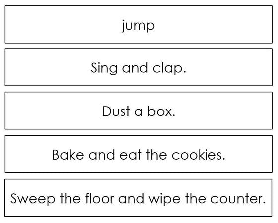 verb lesson - Montessori Print Shop grammar