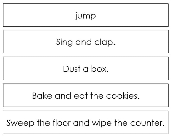 verb lesson - Montessori Print Shop grammar