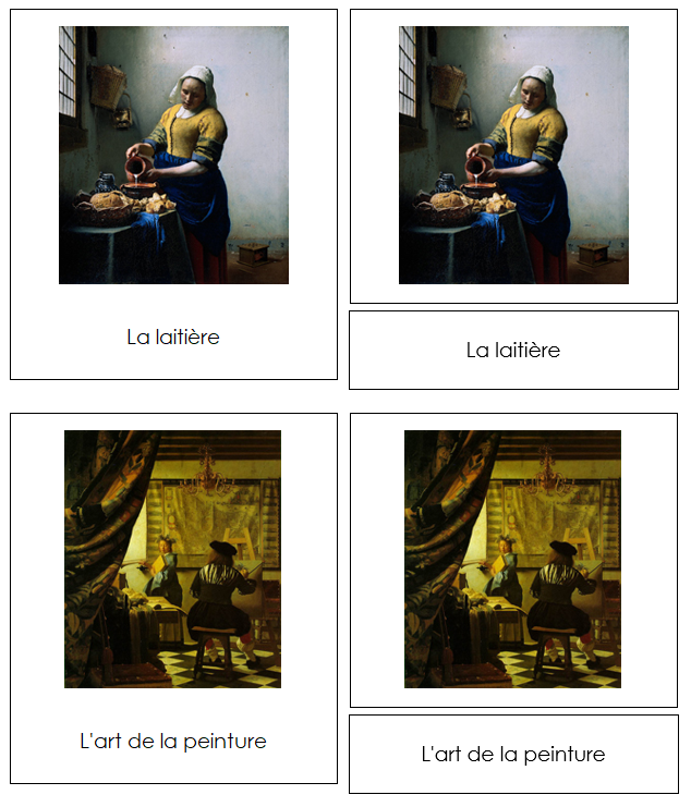 French - Johannes Vermeer Art Cards - Montessori Print Shop Digital Download
