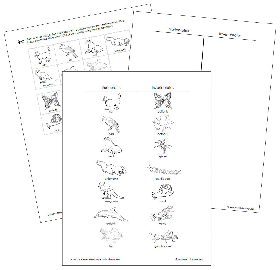 Vertebrates and Invertebrates (Blackline Masters) - Montessori Print Shop