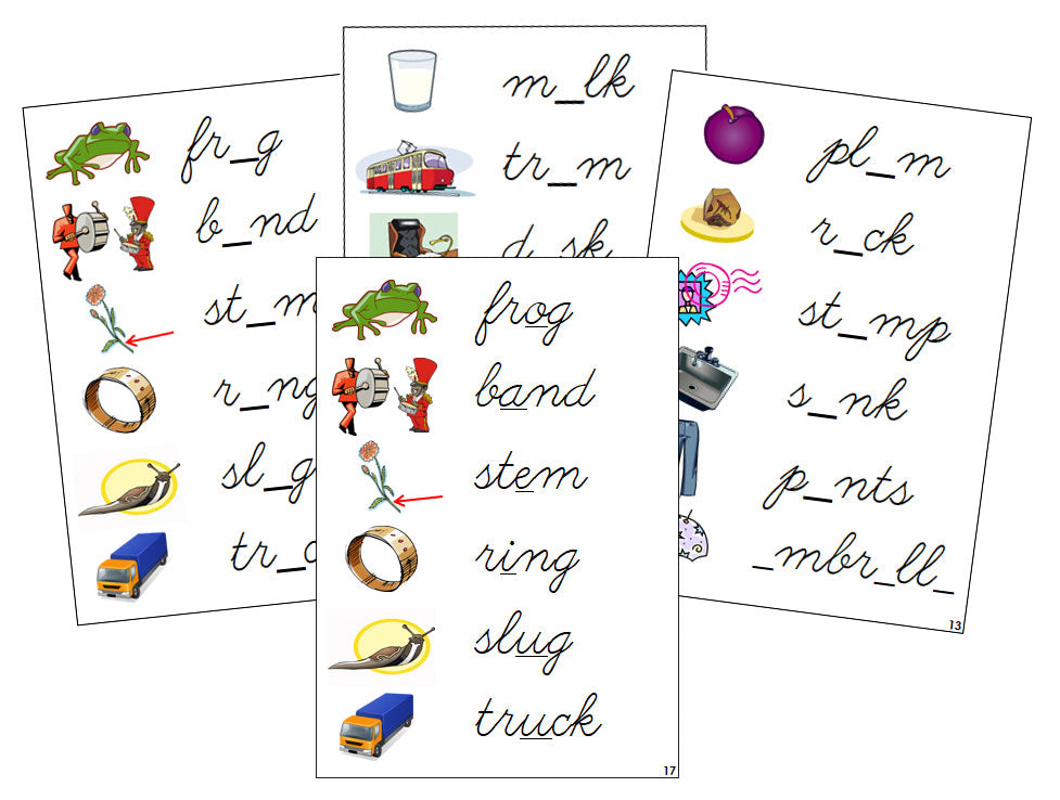 Montessori Step 2 Language Series Bundle - CURSIVE - Phonetic Vowel Sound Cards - Montessori Print Shop Phonics Language Program