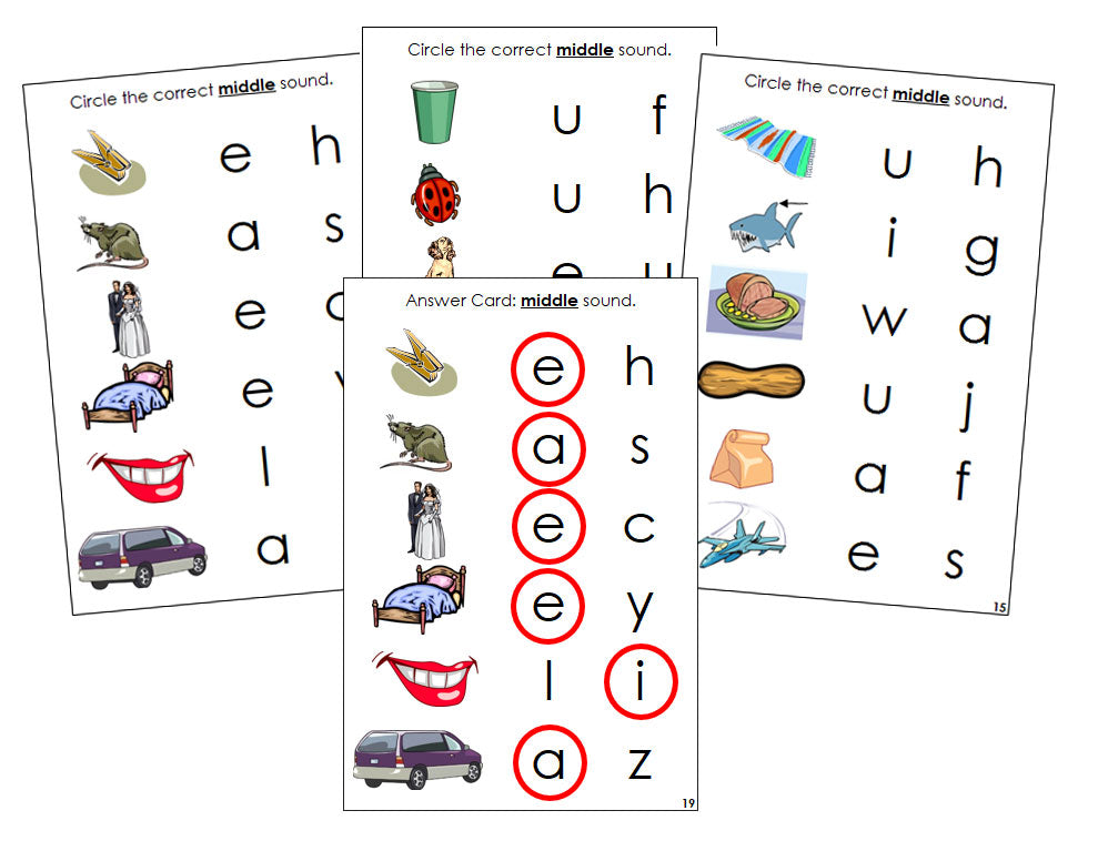 Montessori Step 1: Phonetic Vowel Sound Choice Cards - Montessori language cards - Montessori Print Shop