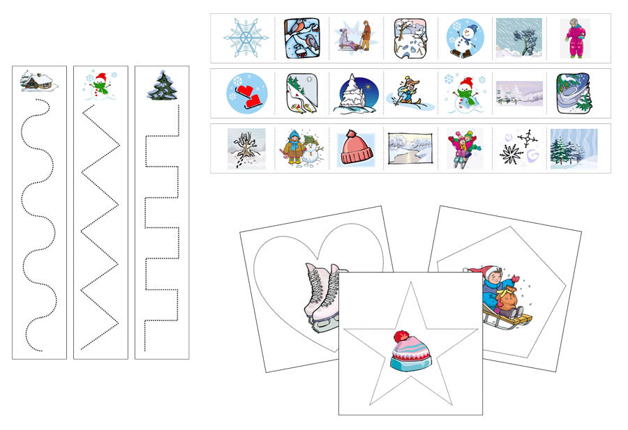Winter Cutting Work - Preschool Activity - Montessori Print Shop Digital Download