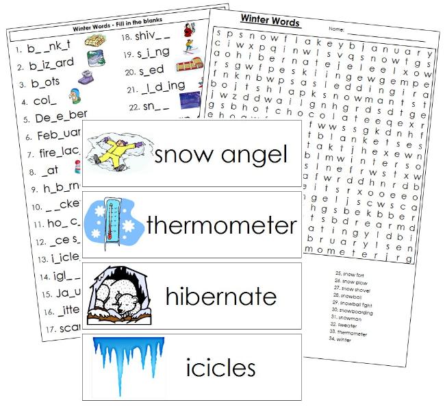 Winter Word Wall - Montessori Print Shop Digital Download
