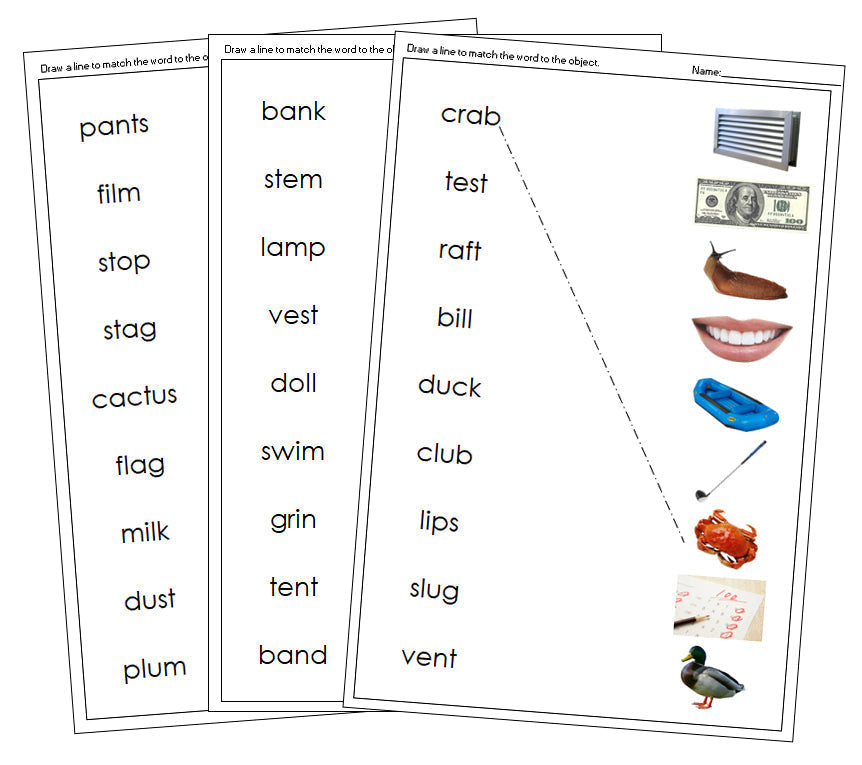 Step 2: Word & Picture Match (photos) - Montessori Print Shop Digital Download phonics program