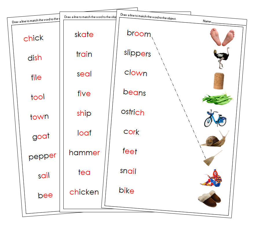 Step 3: Phonogram Word & Picture Match - Set 1 (photos) - Montessori Print Shop Digital Download language program