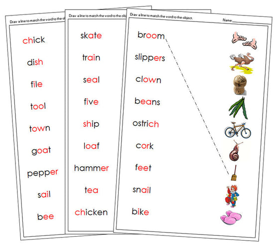 Step 3: Word & Picture Match Set 1 - phonogram language cards - Montessori Print Shop