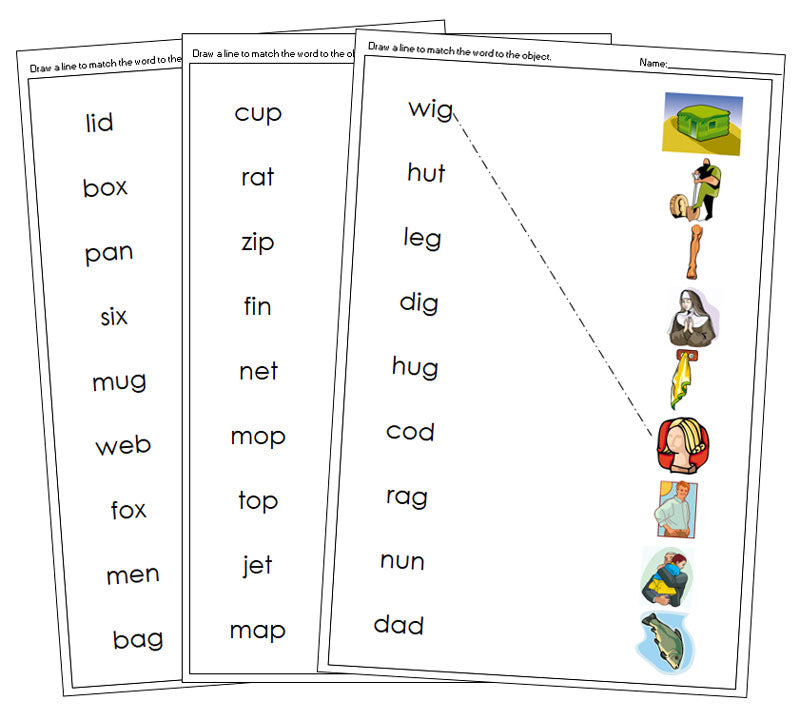 Montessori Step 1 Phonetic Language Series Bundle - Words & Pictures Matching - Montessori Print Shop Phonics Language Series