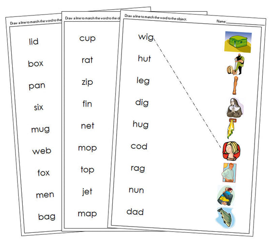 Step 1: Phonetic Word & Picture Match - Montessori language cards - Montessori Print Shop