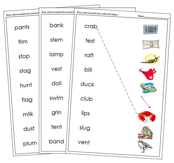 Step 2: Phonetic Word & Picture Match - Montessori language cards - Montessori Print Shop