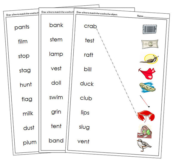 Step 2: Phonetic Word & Picture Match - Montessori language cards - Montessori Print Shop