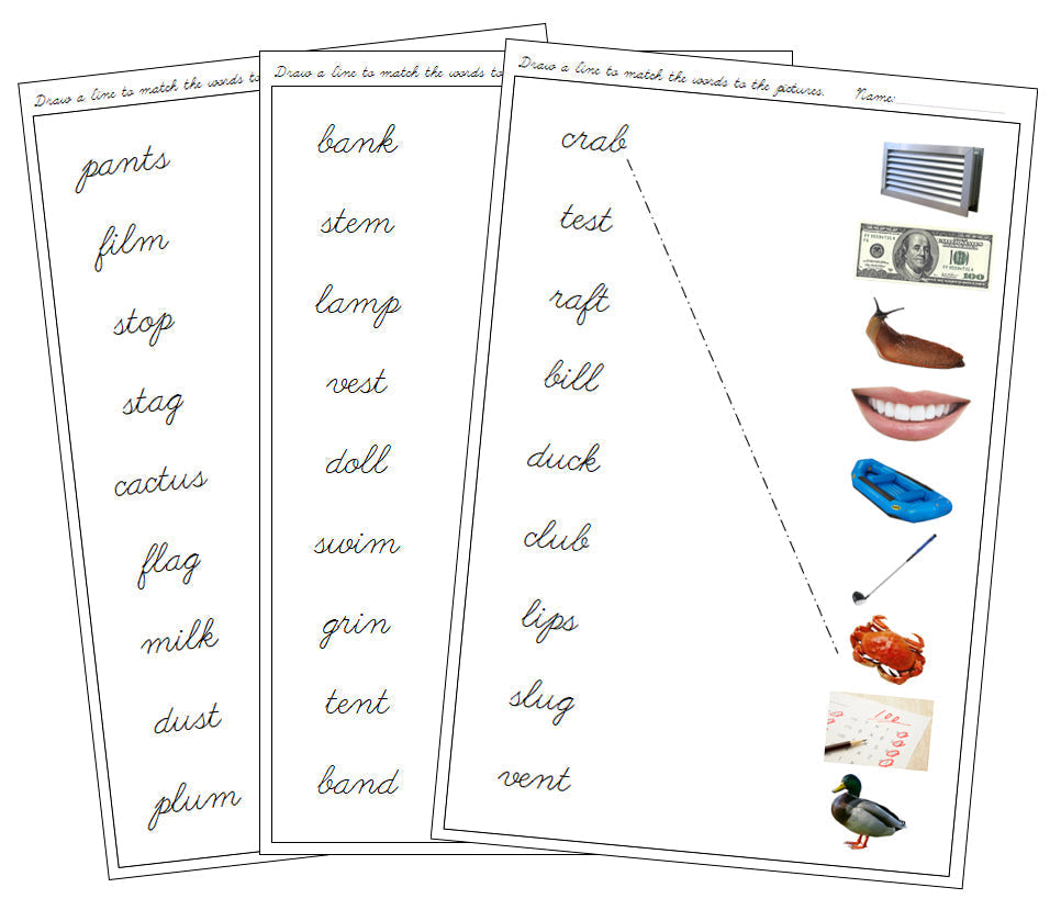 Step 2: Word & Picture Match (photos) - CURSIVE - Montessori Print Shop Digital Download