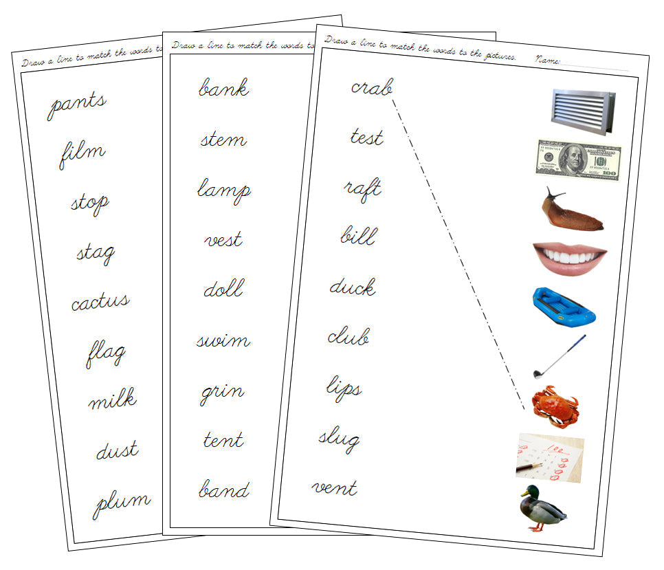 Montessori Step 2 Language Series Bundle (photos) - CURSIVE - Phonetic Words and Pictures Matching - Montessori Print Shop Digital Download Phonics Language Program