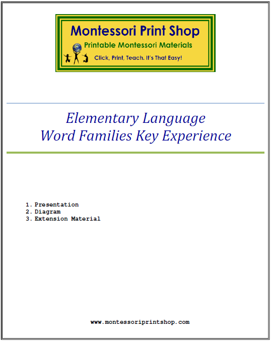 Elementary Montessori Word Families Key Experience - Montessori Print Shop Digital Download
