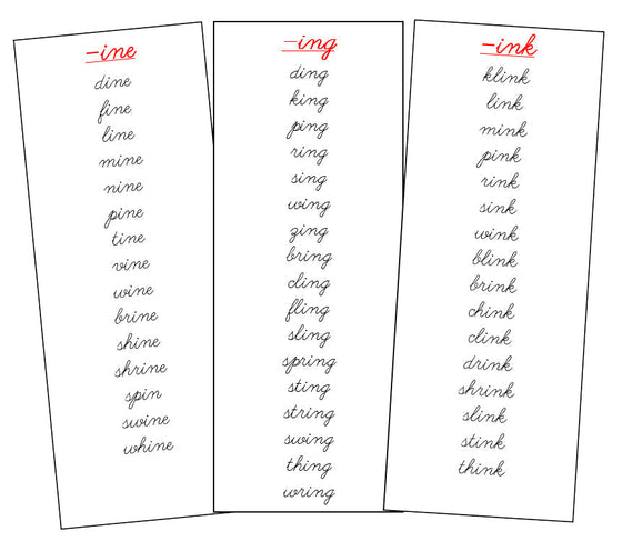 Step 3: Word Families - CURSIVE - Montessori Print Shop language lesson