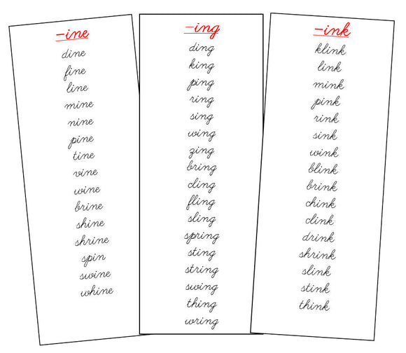 Step 3: Word Families - CURSIVE - Montessori Print Shop language lesson