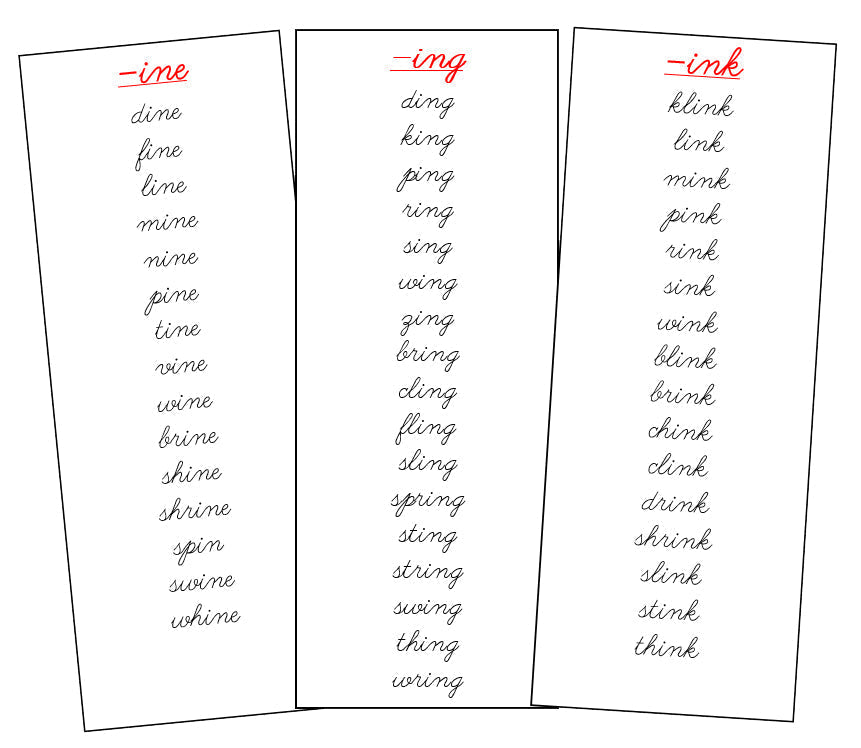 Step 3: Word Families - CURSIVE - Montessori Print Shop language lesson