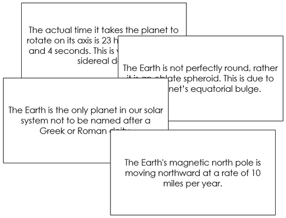 World Fun Facts - Montessori geography cards