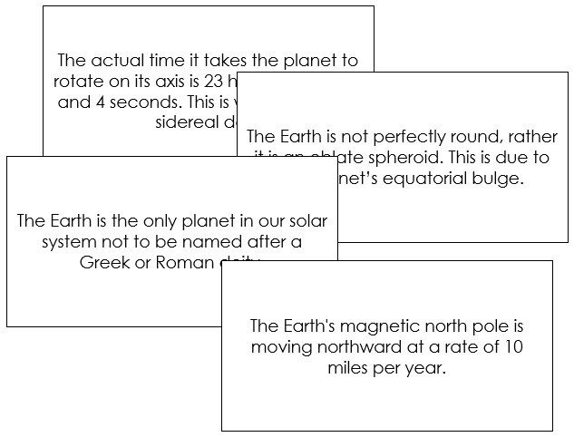 World Fun Facts - Montessori geography cards