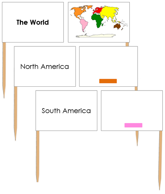 World Map Labels: Pin Flags - Montessori Print Shop Digital Download