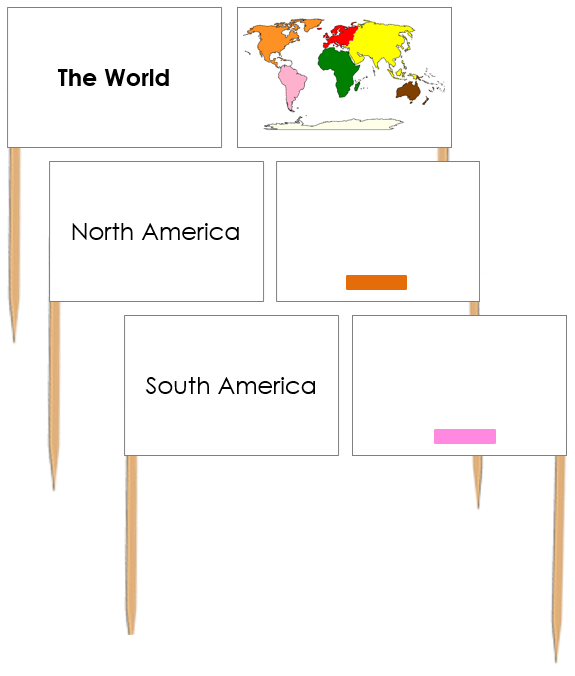 World Map Labels: Pin Flags - Montessori Print Shop Digital Download