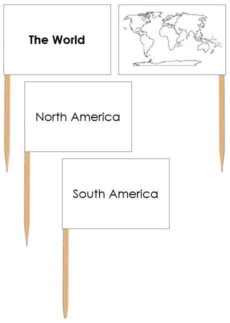 World Map Labels (Pin Flags) - Montessori Print Shop Digital Download