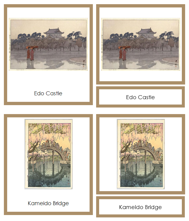 Hiroshi Yoshida 3-Part Art Cards (color-coded) - Montessori Print Shop Digital Download