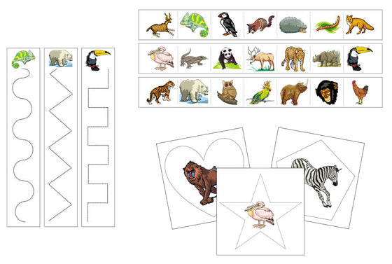 Zoo Animals Cutting Work - Montessori Print Shop preschool scissors activity