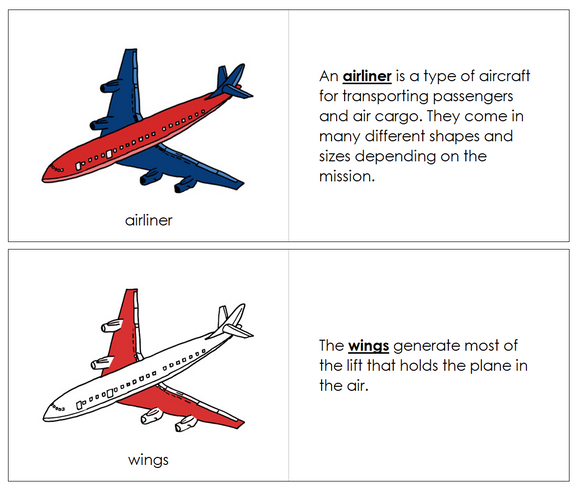Parts of an Airliner Nomenclature Book (red) - Montessori Print Shop Digital Download