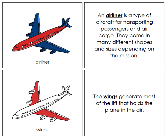 Parts of an Airliner Nomenclature Book (red) - Montessori Print Shop Digital Download