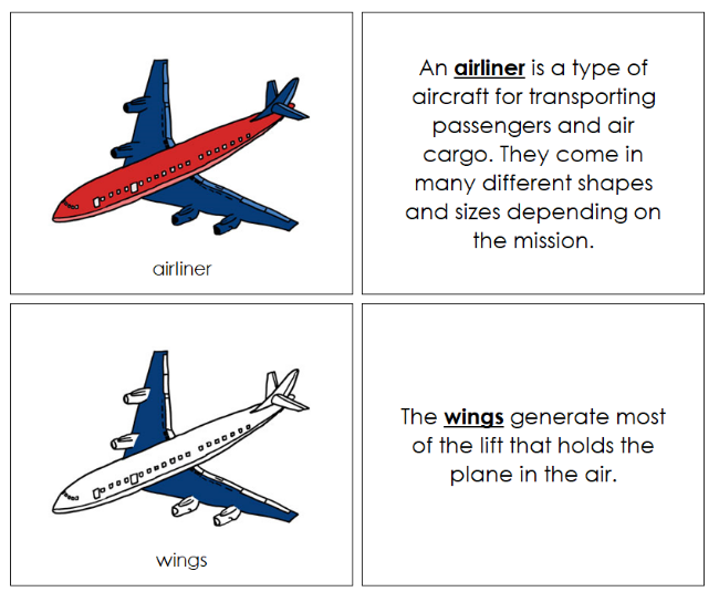 Parts of an Airliner Nomenclature Book - Montessori Print Shop Digital Download