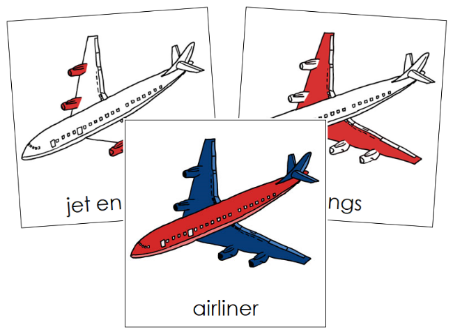Airliner Nomenclature Cards (red) - Montessori Print Shop Digital Download