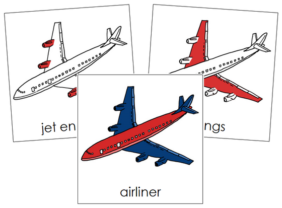 Airliner Nomenclature Cards (red) - Montessori Print Shop