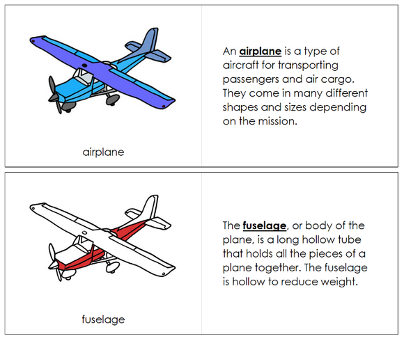 Parts of an Airplane Nomenclature Book (red) - Montessori Print Shop Digital Download