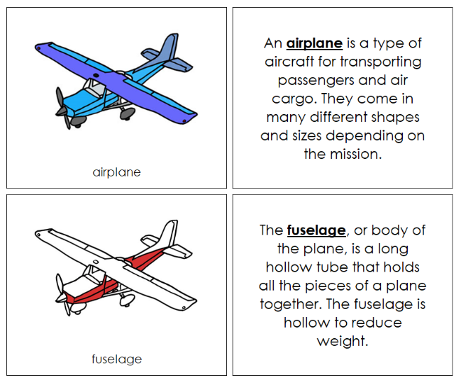 Parts of an Airplane Nomenclature Book (red) - Montessori Print Shop Digital Download