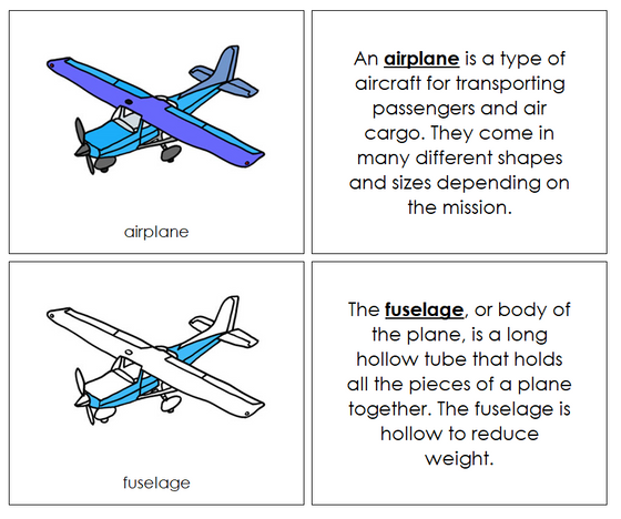 Airplane Nomenclature Book - Montessori Print Shop