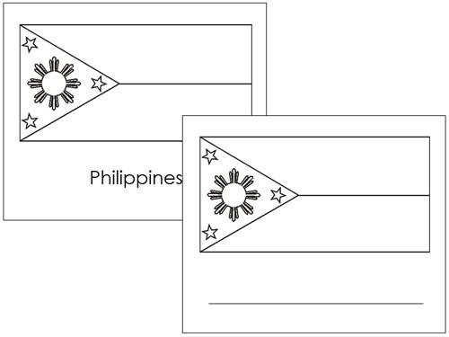 Asian Flags: Outlines - Montessori geography materials