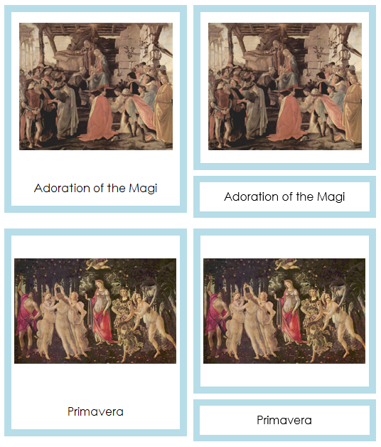 Sandro Botticelli Art Cards (borders) - Montessori Print Shop