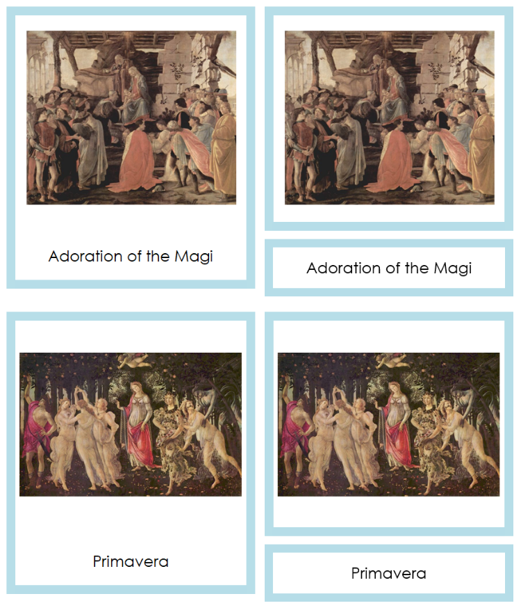 Sandro Botticelli 3-Part Art Cards - Montessori Print Shop Digital Download