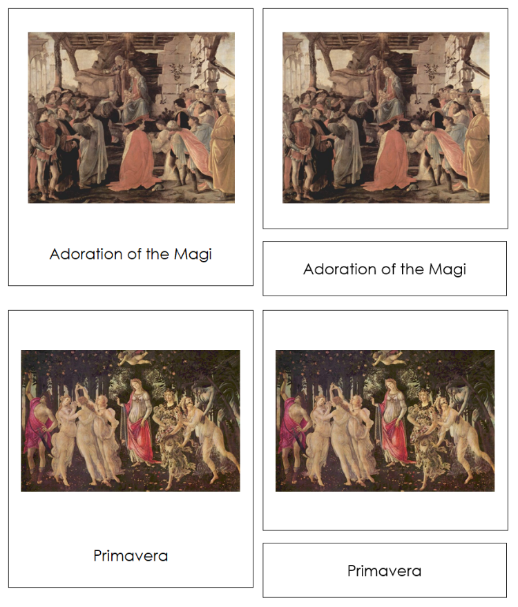 Sandro Botticelli 3-Part Art Cards - Montessori Print Shop Digital Download