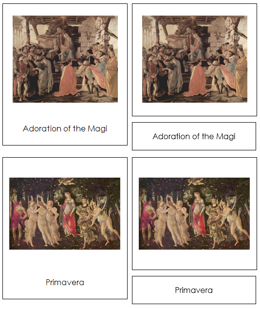 Sandro Botticelli 3-Part Art Cards - Montessori Print Shop Digital Download