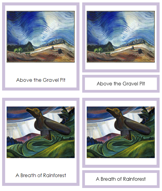 Emily Carr Art Cards (color-coded) - Montessori Print Shop Digital Download