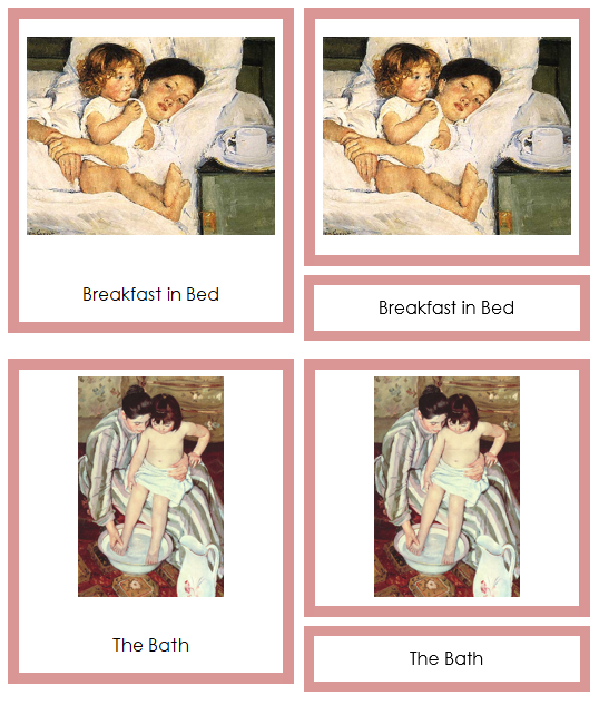 Mary Cassatt 3-Part Art Cards (color-coded) - Montessori Print Shop Digital Download