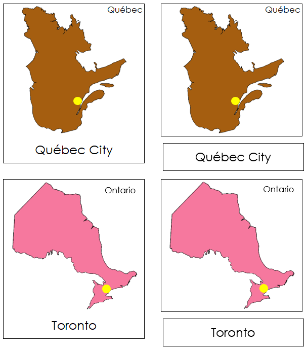 Capital Cities of Canada 3-Part Cards (color-coded) - Montessori Print Shop Digital Download