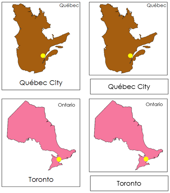 Capital Cities of Canada 3-Part Cards (color-coded) - Montessori Print Shop Digital Download