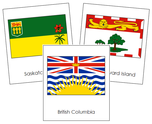 Canadian Flags - Montessori continent cards