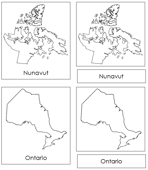 Canadian Provinces & Territories - Montessori geography cards