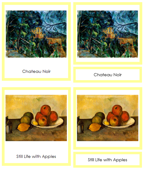 Paul Cezanne 3-Part Art Cards (color-coded) - Montessori Print Shop Digital Download