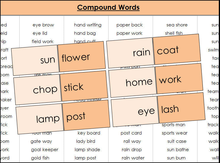 compound words (color) - Montessori Print Shop Digital Download grammar