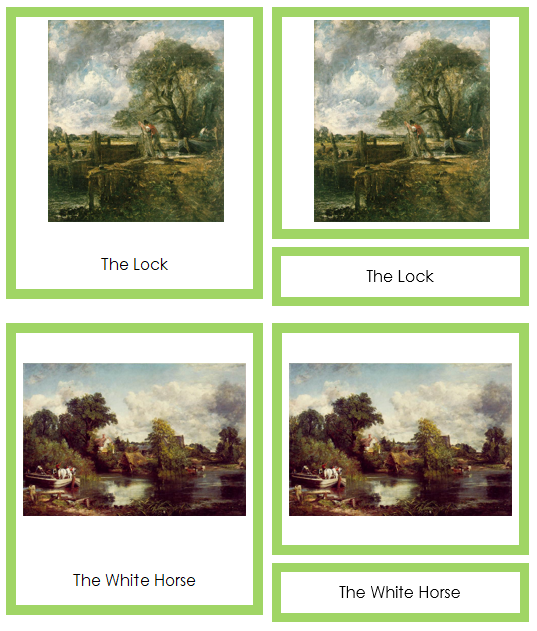 John Constable 3-Part Art Cards (color-coded) - Montessori Print Shop Digital Download